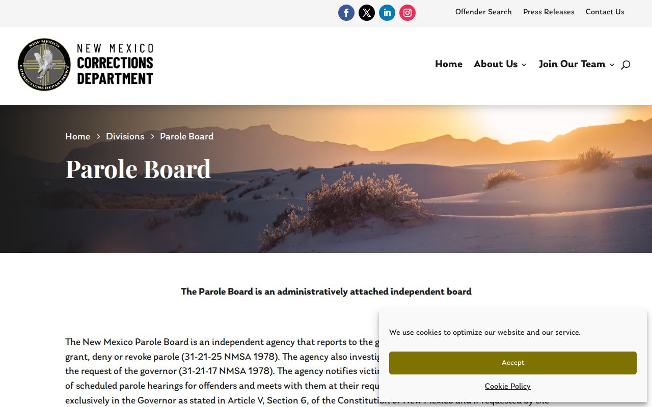 New Mexico Adult Parole Board official page